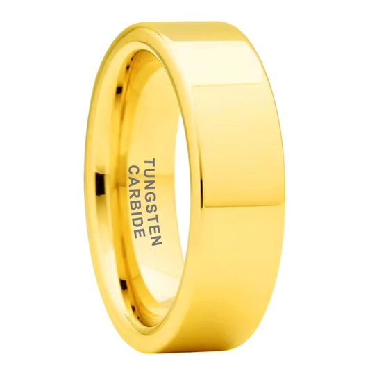 Tungsten Carbide Band for Men - 6mm Classic Style; Gold Band